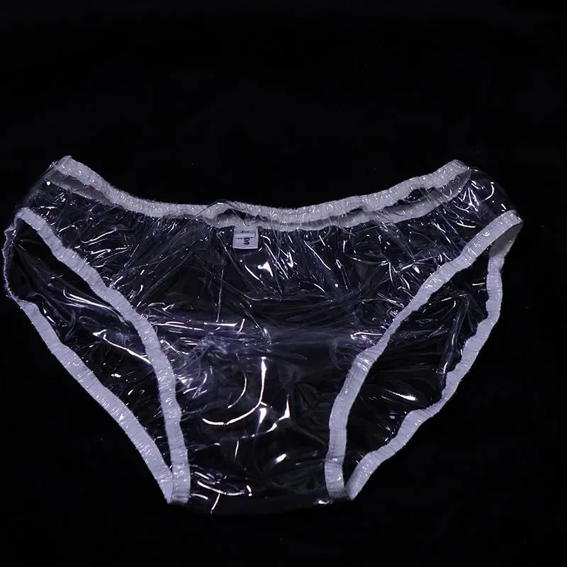 PVC Men Sexy Transparent Plastic Underpants Ultra Thin Soft Silent ABDL Waterproof Women Leak Proof Briefs Couple Erotic Panties