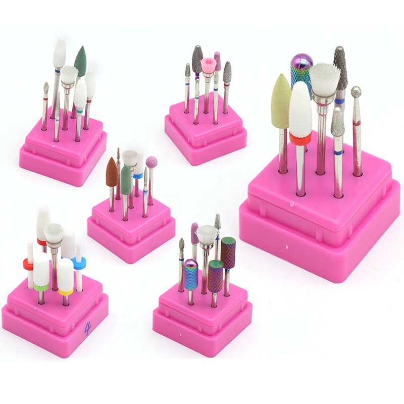 

7Pcs Combined Milling Cutters Set For Manicure ,Ceramic Nail Drill Bits Kit Electric Removing Gel Polishing Tools