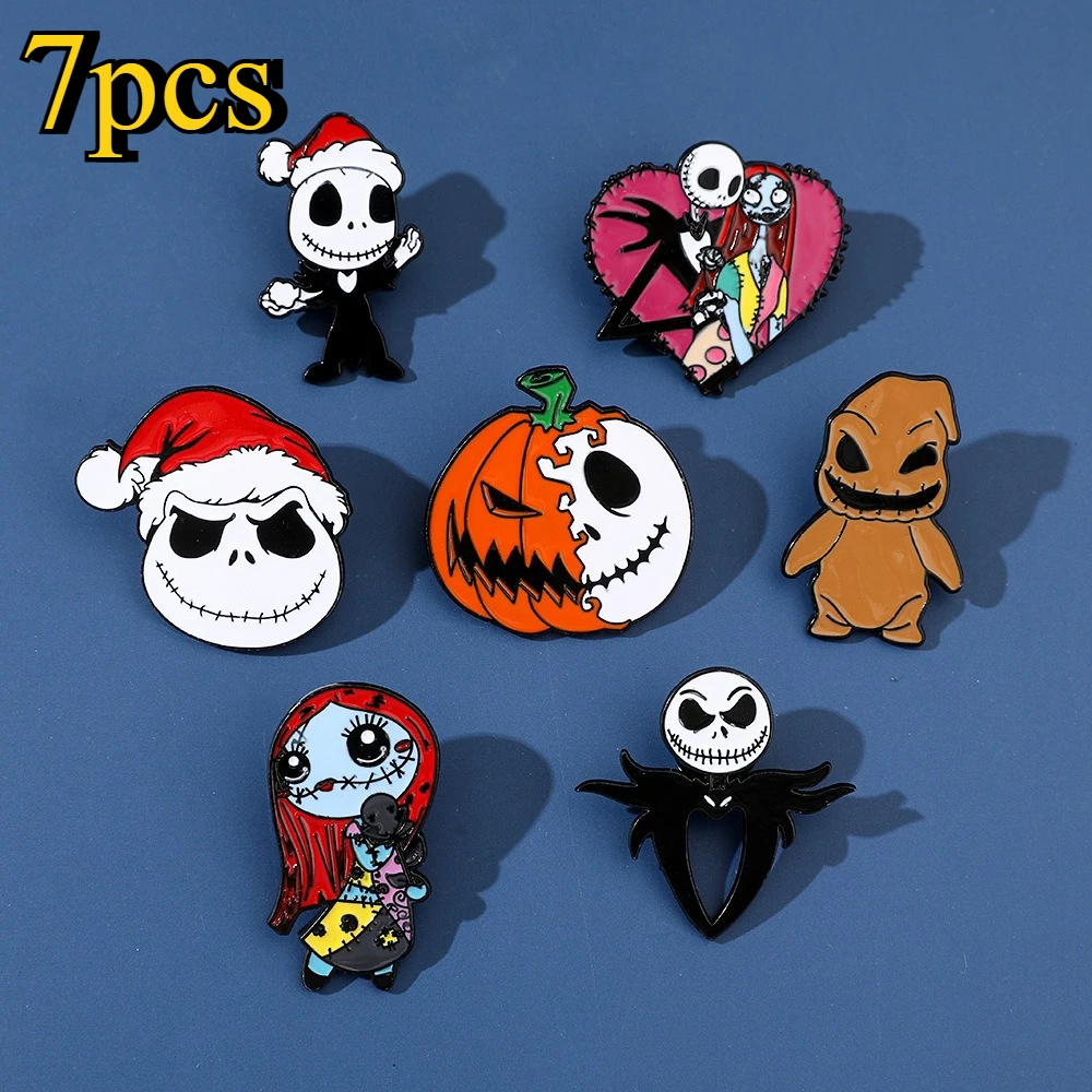 Cartoon-Brosche „Nightmare Before Christmas“ Thriller Jack Skellington Sally Emaille-Pin für Rucksack und Kleidung