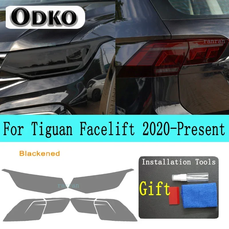 Car Headlight Tint Smoked Black Protective Film TPU Stickers For Tiguan Facelift 2020-Present Accessories Anti-Scratch Repair