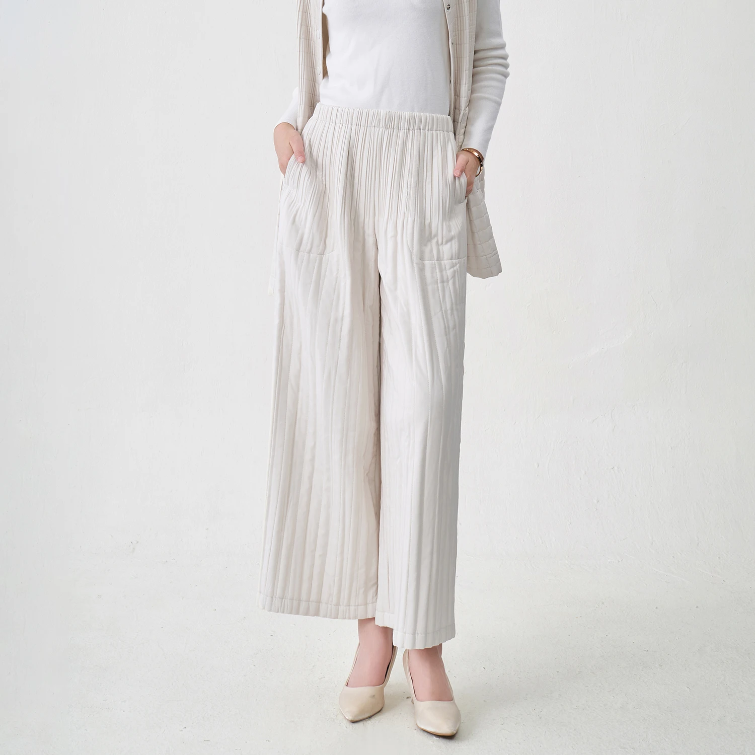 New Arrival 2025 Women's Fashion Pants Design Winter Cotton Pants High Quality Casual Wide Leg Pants