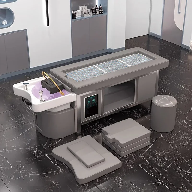 

Beauty Salon Bed Steel Frame Thai Hair Washing Bed Constant Temperature Head Bed Water Circulation Fumigation Head Therapy Bed