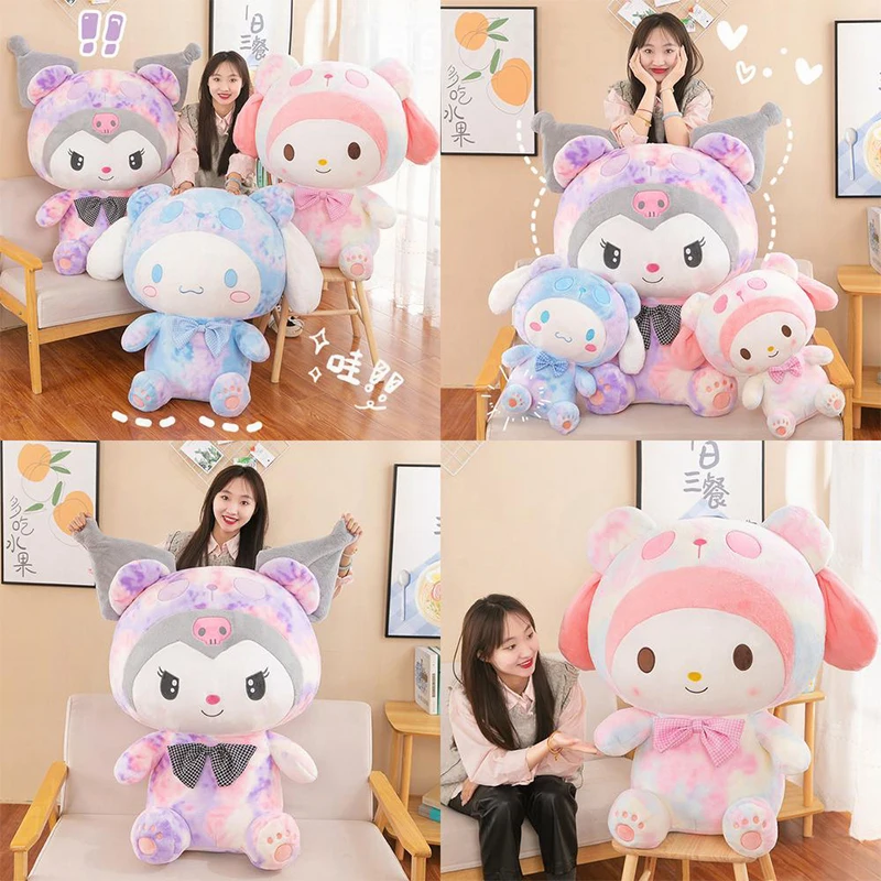 

80 см Kawaii Kuromi плюшевая игрушка Sanrio My Melody Cinnamoroll мягкая кукла наполненная кукла для детей подарок на день рождения плюшевая кукла для окрашивания