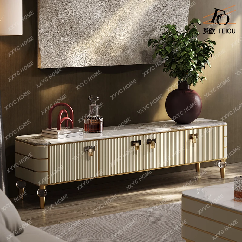 

Light luxury TV cabinet coffee table combination living room marble floor cabinet senior bedroom TV cabinet