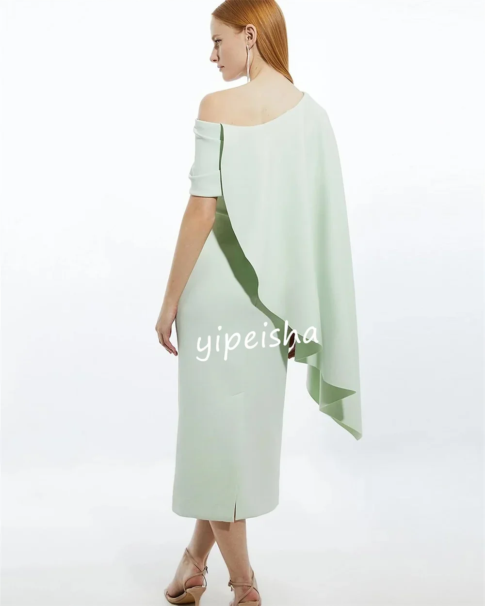 Customized Retro Jersey A-line One-shoulder Midi Dresses Cocktail Dresses High Quality Sexy Sparkle Sizes Available Intricate Ma