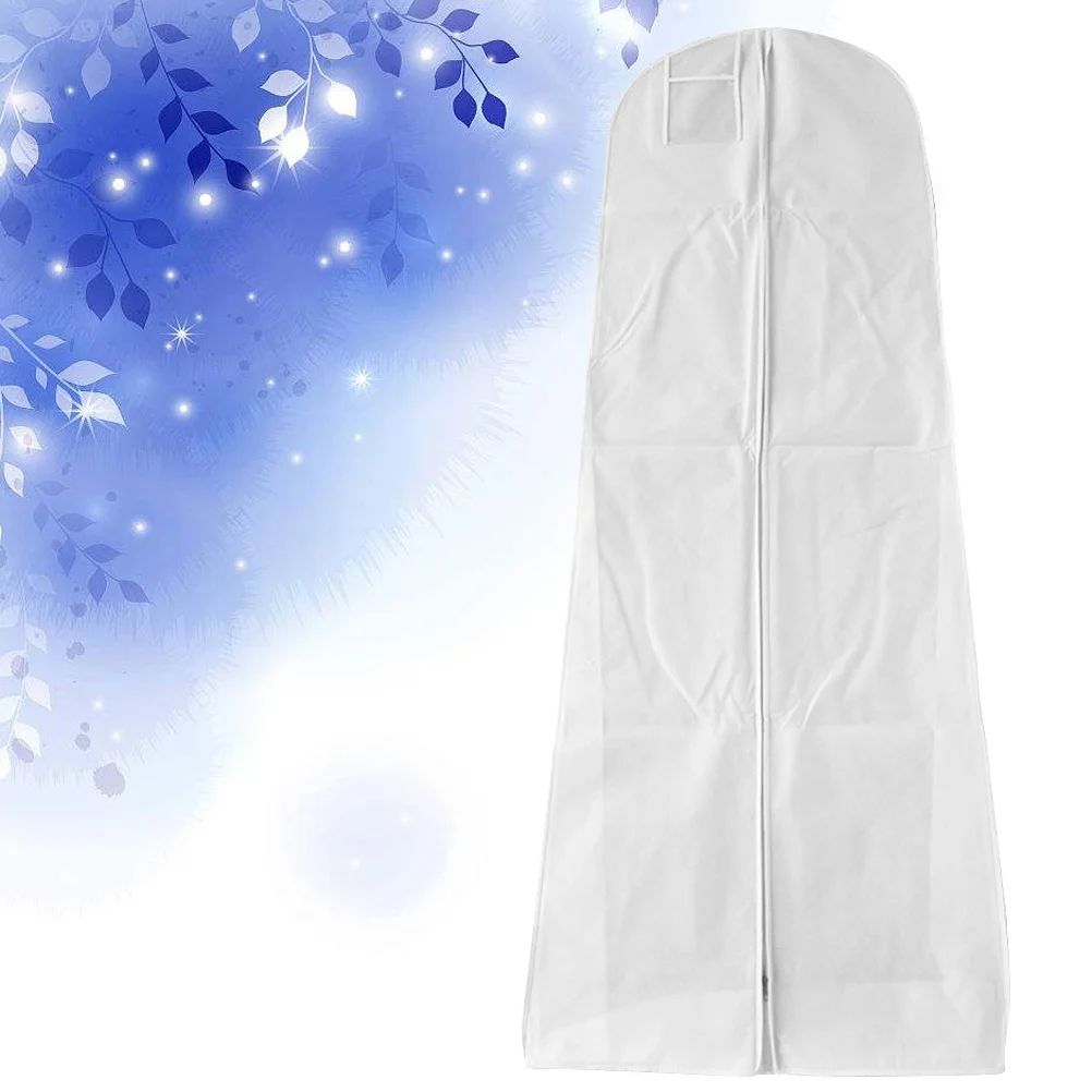 

1Pcs Wedding Dress Dust Cover Thickened Widened Nonwoven Fabric Middle Zipper Easy Storage Bag 170x50x40cm White Bridal Gown