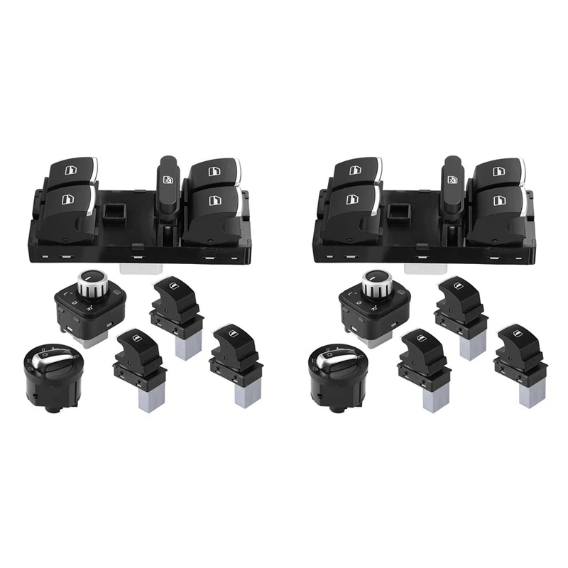 12Pcs Window Mirror Headlight Switch Set 5ND 959 565A 5ND 959 857 5ND941431B For VW Golf MK5 6 Jetta MK5 Passat B6