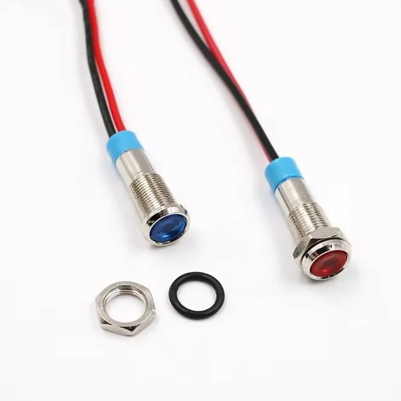1 قطعة 6 مللي متر شقة رئيس LED مؤشر معدني ضوء 6 مللي متر مقاوم للماء مصباح إشارة 6 فولت 12 فولت 24 فولت 220 فولت مع سلك أحمر أصفر أزرق أخضر أبيض
