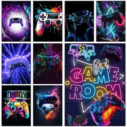 1PC Neon Video Game Poster Self-adhesive Art Waterproof Paper Sticker Coffee House Bar Room Wall Decor