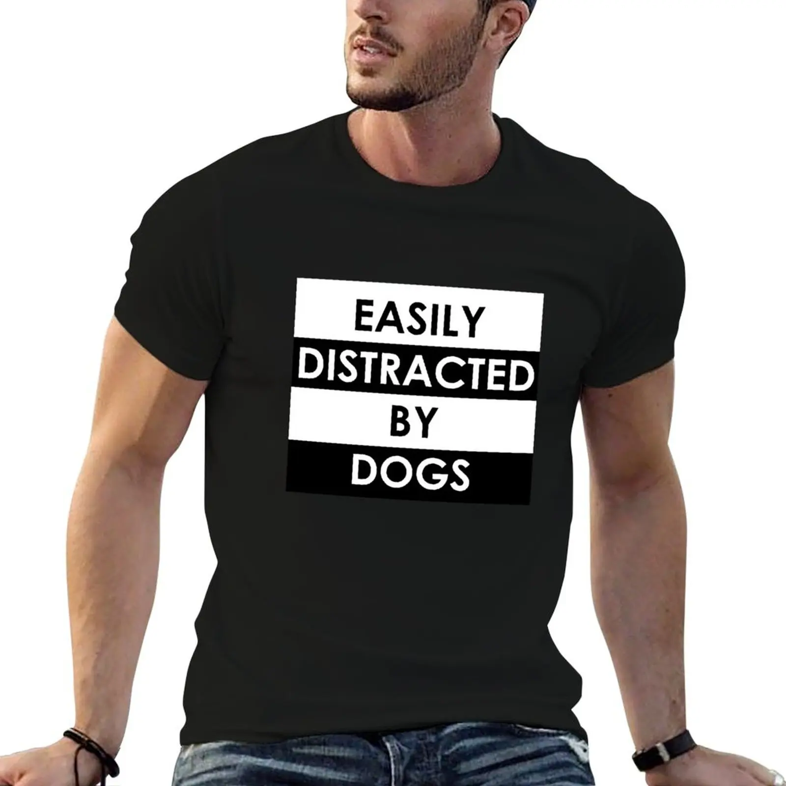 Easily distracted by dogs light design T-Shirt Big Size Loose Fit Tee Shirt