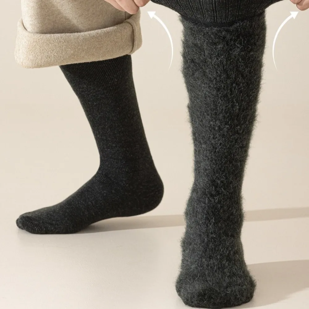 

Новые утолщенные кашемировые носки до середины икры для мужчин, морозостойкие теплые инструменты, зимние длинные носки, однотонные теплые высокие носки