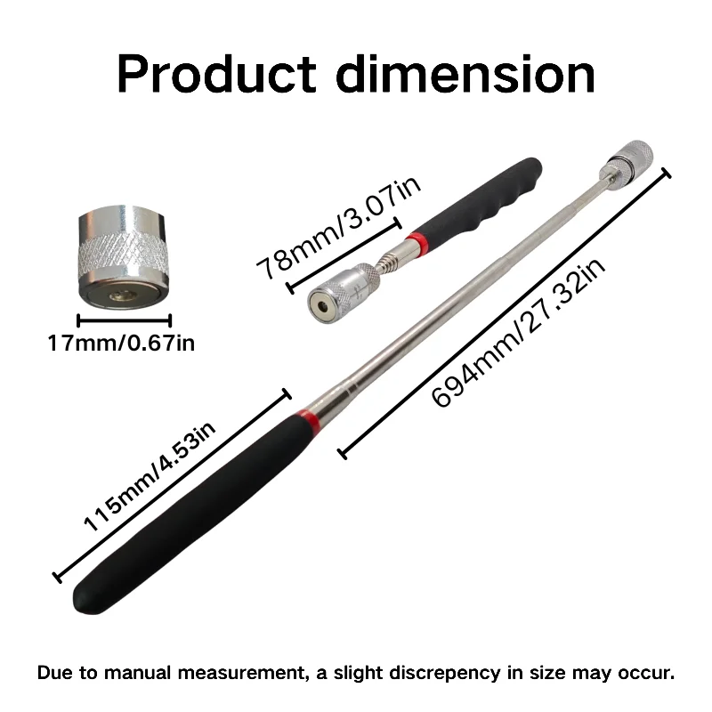 1 قطعة المحمولة المغناطيسي لاقط أداة المغناطيس القلم للتمديد تلسكوبي التفتيش LED الشعلة المغناطيس قضيب لالتقاط مسامير الجوز بول