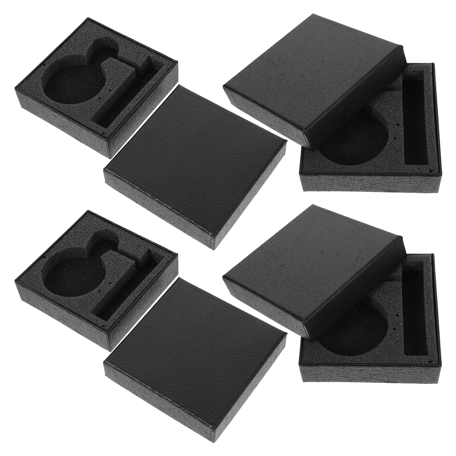 

4pcs Box 47mm Mens Watch Box Black Paperboard Case with Removable Cushion for Pocket Watch Case Storage Display