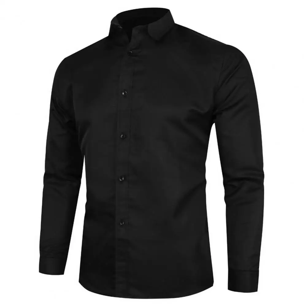 Solid Color Business Shirt Long Sleeve Regular Fit Formal Business Social Shirts Basic White Black Work Office Casual Shirt