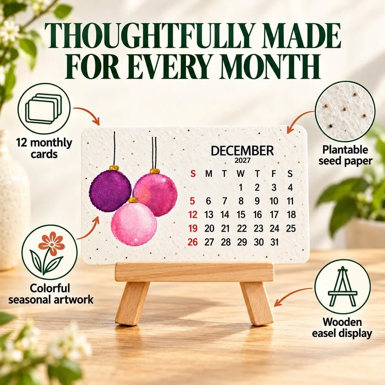 2027 Environmental Friendly Seed Planting Calendar with Hanging Bracket and Date Tracking Function - A Thoughtful Gardening Gift 4