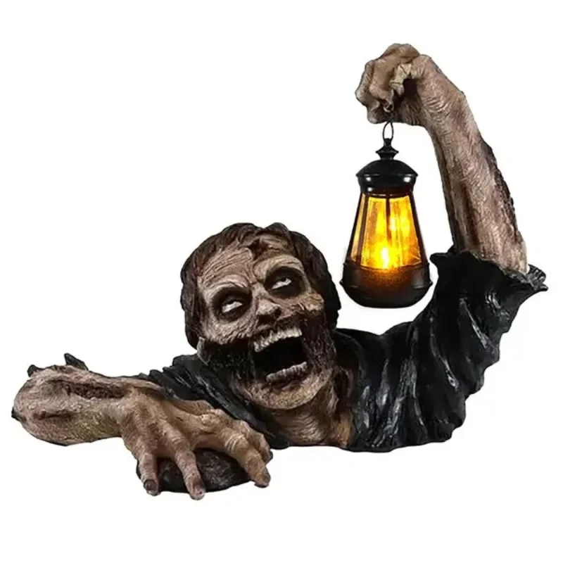 

Zombie Crawling Horror Decor Led Lights Zombie Holding Lantern Figurine Light Scary Graveyard Garden Decor Halloween Decoration