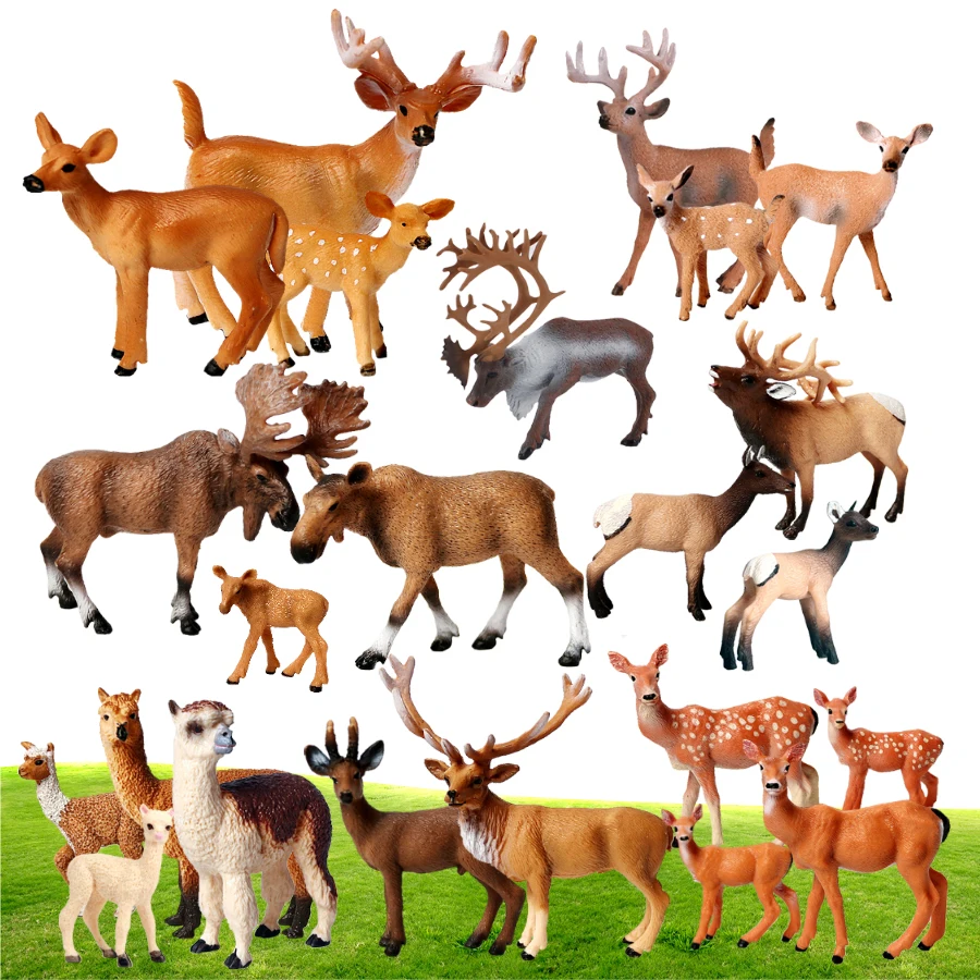 Simulation Wild Animal Deer Model Figurines,Moose,Elk,Reindeer,Alpaca Action Figures Collection Anime Toys Gifts For Children