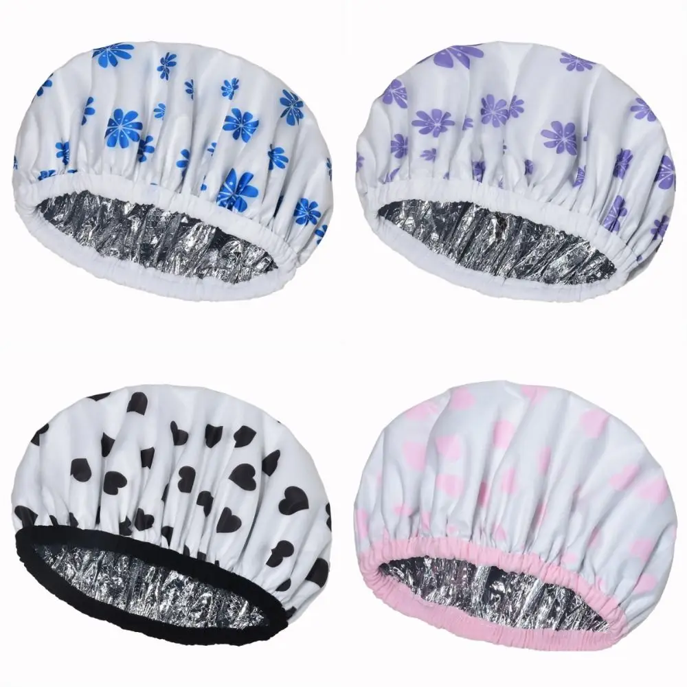 Thickened Self-heating Tin Foil Hat Shower Cap Bathing Cap Steam Hair Mask Cap Portable Thermostatic Smooth Hair Oil Baking Cap