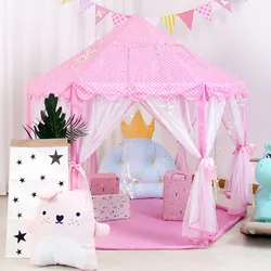 Baby Tent Portable Girls Castle Play House Light Mat Kids Outdoor Gifts Prince Princess Baby Toy Tent Folding House Bed Nets