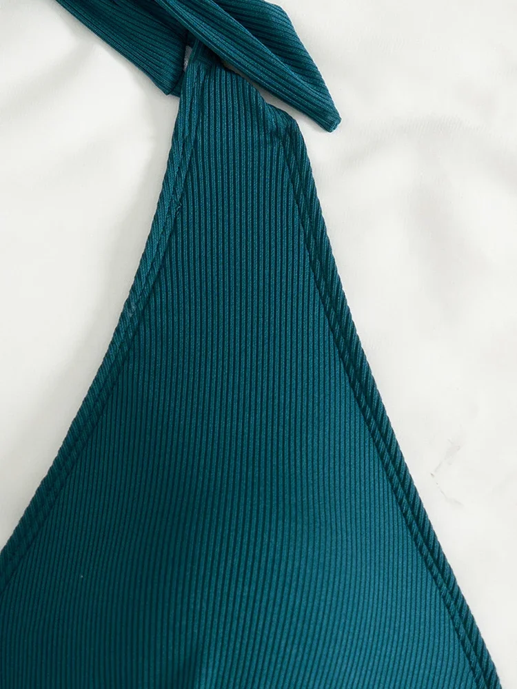 여성 수영복 2025 비키니 세트 레이스 업 수영복 홀터 비키니 섹시한 수영복 여성 비치웨어 두 조각 Biquini