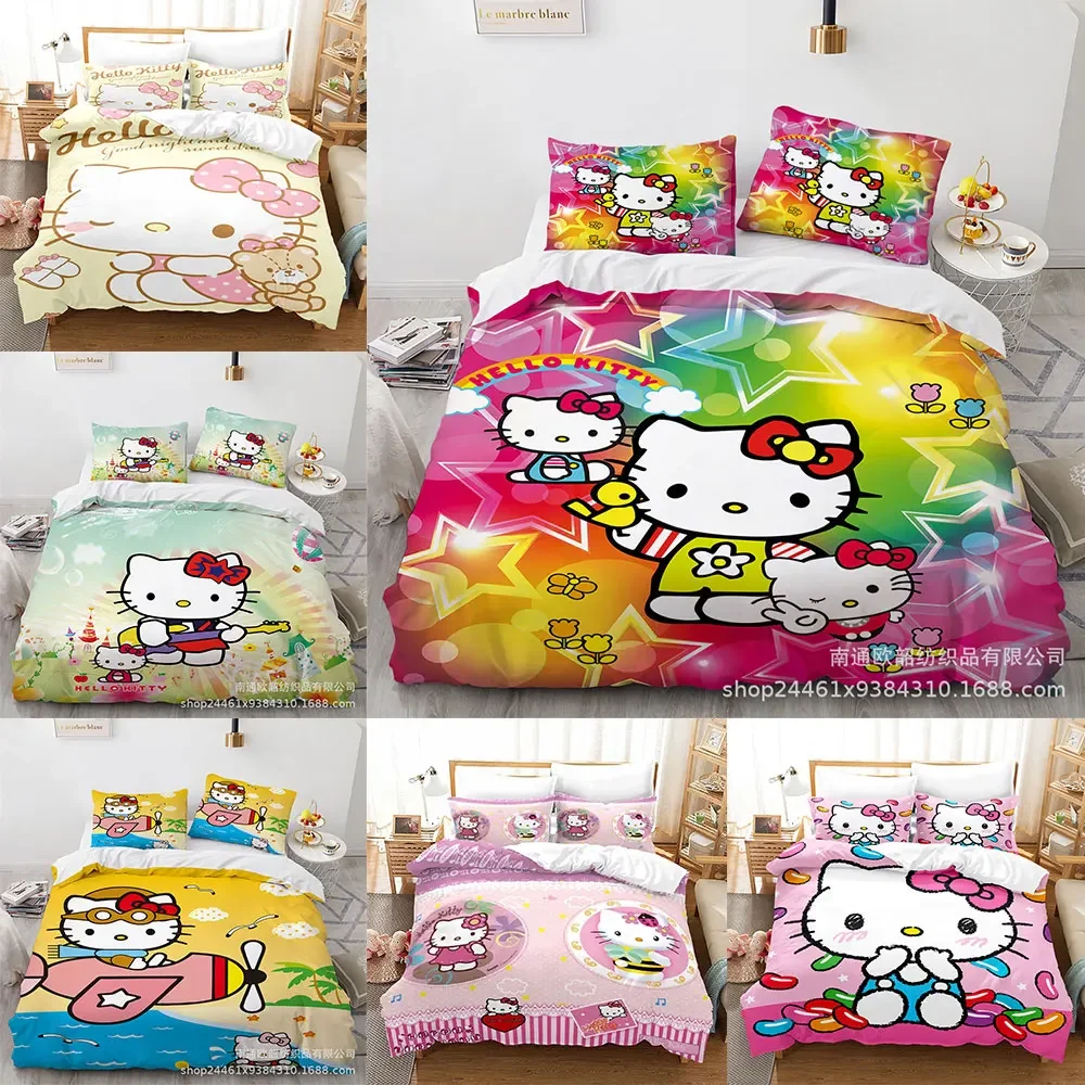 

Sanrio Hello Kitty комплекты постельного белья одеяло пододеяльник пододеяльник наволочка комплект из 2-3 предметов для детей и взрослых размер декор для спальни