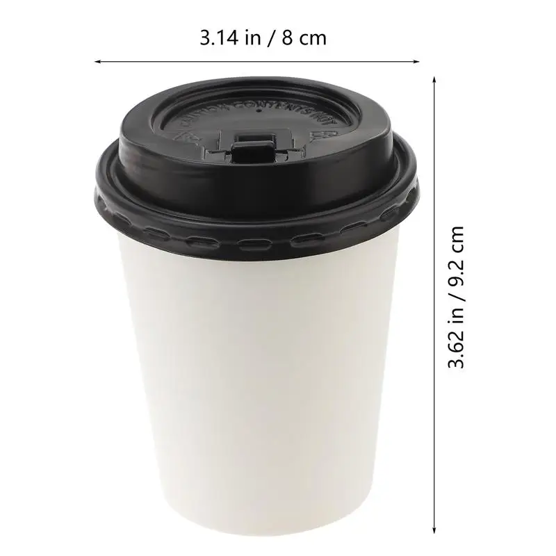 50 Stuks Wegwerp Koffie Kopjes Europese Stijl Eenvoud Papieren Beker Met Deksel Isolatie Afhaalmaaltijd Dubbellaags (8/12Oz, 280/350Ml)