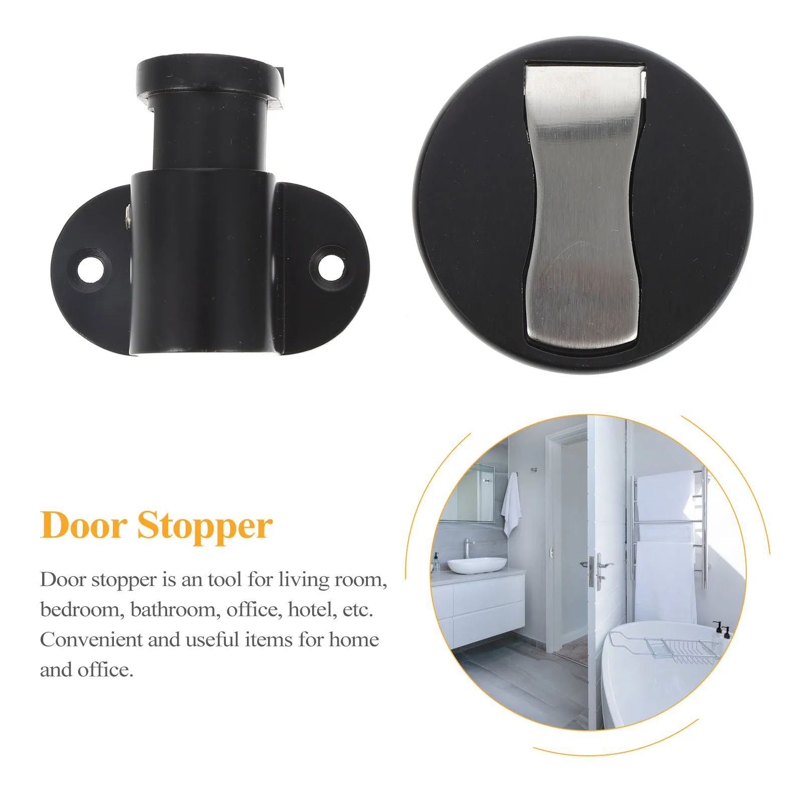

1 Set Adjustable Door Stopper Strong Suction Wear-Resistant Plating For Home Office Bathroom Hotel Punch-Free Installation Door