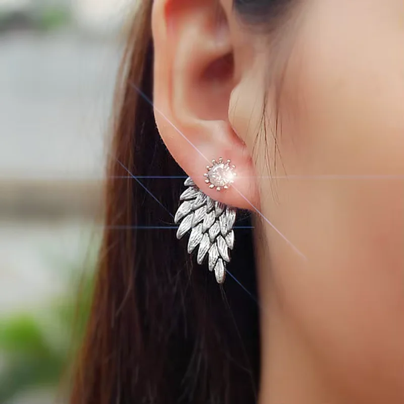 2026 Women's Angel Wings Rhinestone Inlaid Alloy Ear Studs Party Jewelry Earrings  E640
