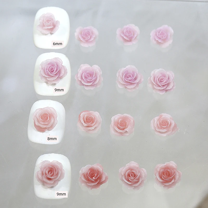 50pcs Cute New Resin Mini 3d Purple Rose Nail Rhinestones Gems Glitter Nail Art Jewelry Manicure Nail Art Decorations