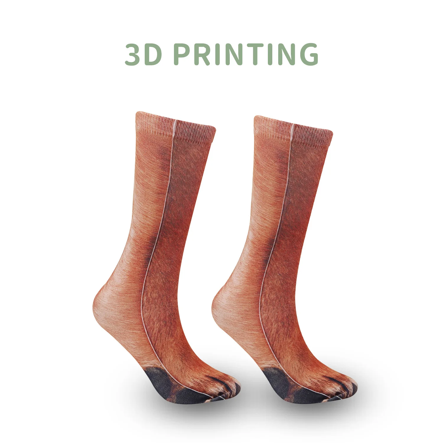 3D Impresso Animal Pés Meias para Homens e Mulheres, Cascos Meias Gatos pode usar a impressão animal para fazer engraçado, para adulto