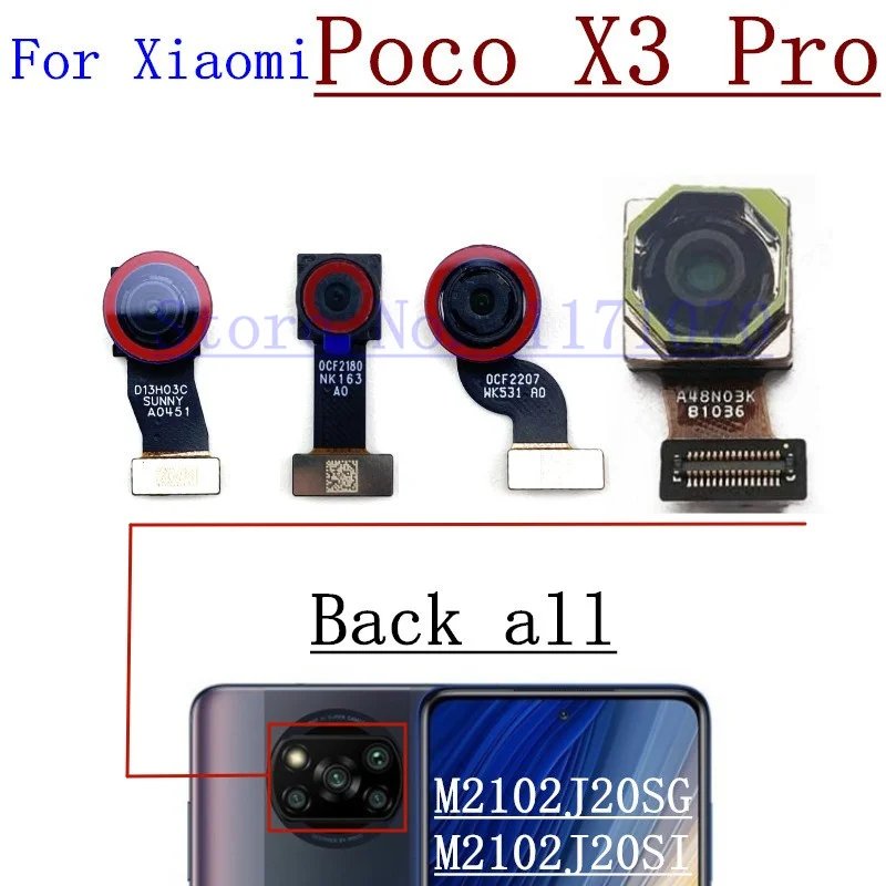 Back Front Facing Rear Camera For Xiaomi Poco X3 Pro NFC Backside Small Frontal Selfie View Camera Module Flex Parts