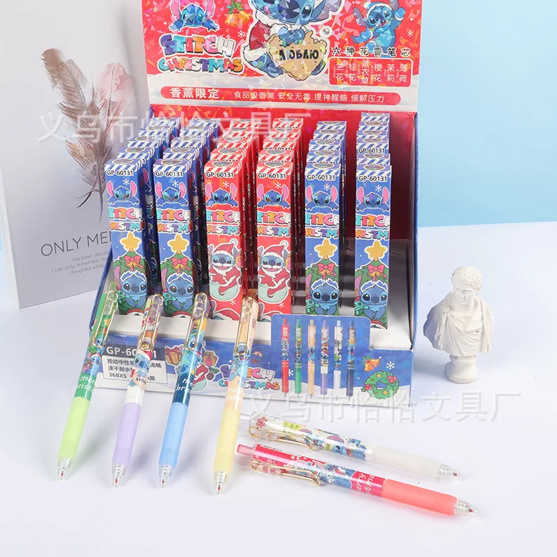 6/36 قطعة ديزني غرزة الصحافة هلام القلم 0.5 مللي متر طالب الكتابة القلم لطيف الكرتون الأسود مكتب قلم توقيع القرطاسية هدية #3