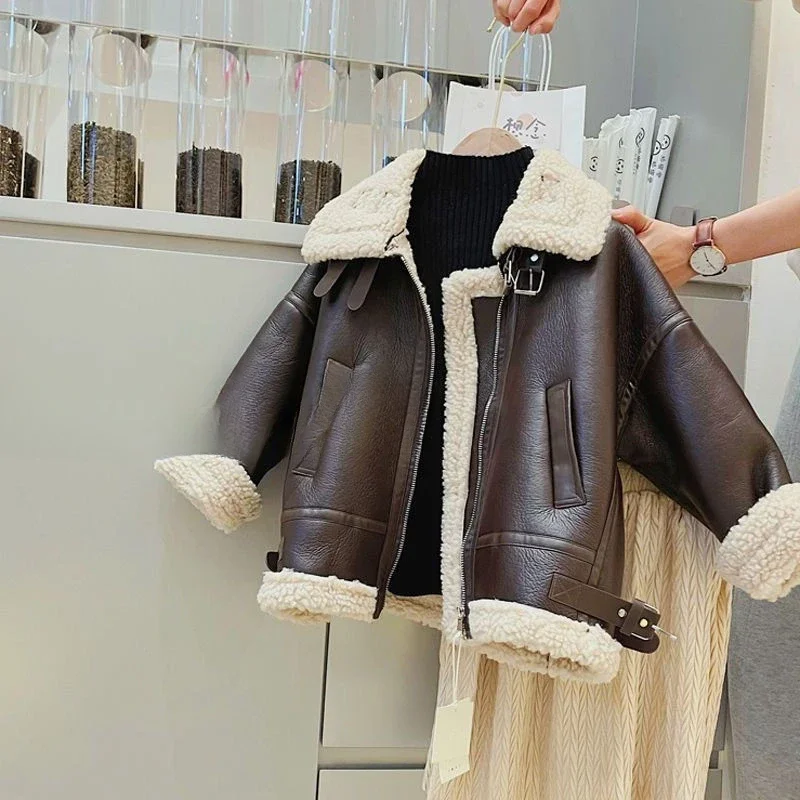 Korean Version Winter Coats 2023 Outerwear Girls Warm Fleece Jacket Baby Girls Jackets for Autumn Winter Children Clothing TY88