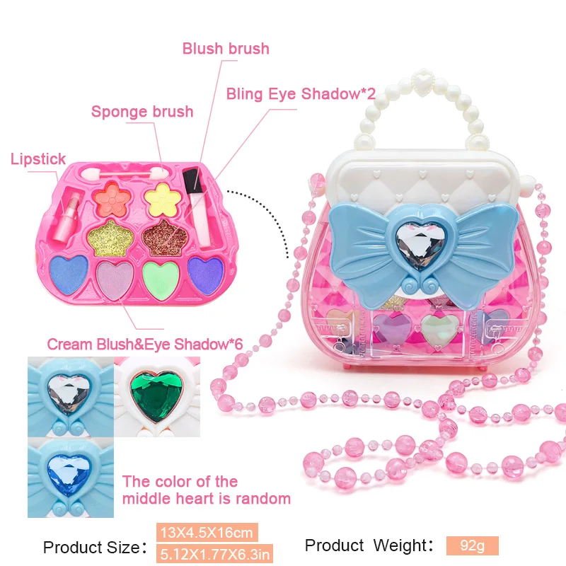 مجموعة ألعاب تلبيس الأطفال: مجموعة مكياج، حقيبة يد بعقدة على شكل فيونكة، حقيبة كروس مجوهرات |   هدية مثالية للحفلات، عيد الميلاد، عيد الميلاد