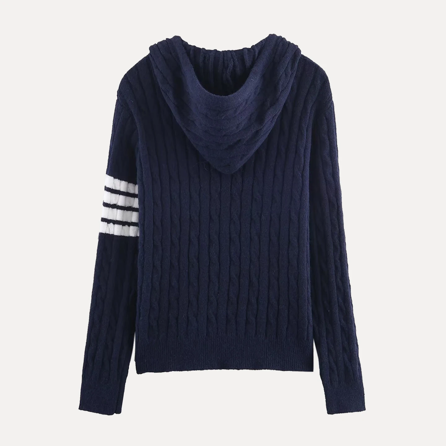 Faionable Casual largo Sve Twist Knit Sudadera con capucha mujer otoño 2025 Z marca suéter tejido Ele Sle patrón de rayas