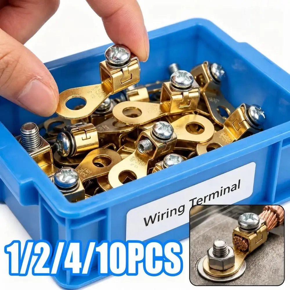 No‑Crimp Solid Copper Car Battery Terminal Blocks 6mm Hole 2.5‑10mm² Battery Connector Screw‑Tight Battery Terminal Connectors