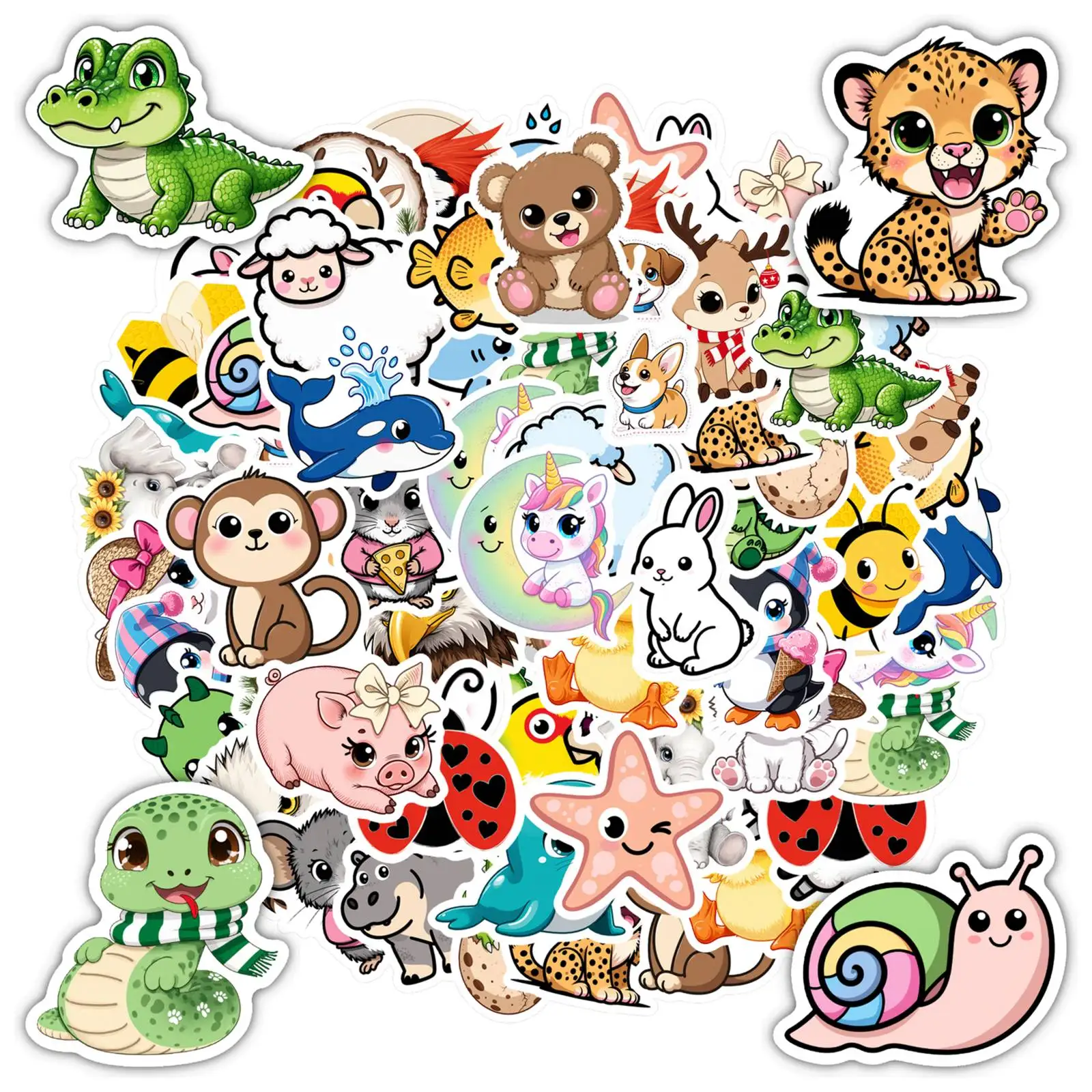 35pcs-70pcs Cute Cute Stickers Cartoon Animal  Stickers  Stickers For Guitar Laptop Helmet Skateboard DIY Phone