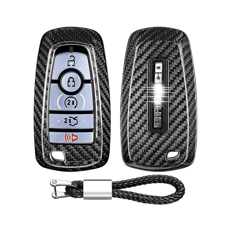 

Real Carbon Fiber Key Fob Cover For Ford Bronco Key Case Shell Protector For Ford Raptor F-150 Explorer Bronco Sport 2024 Smart