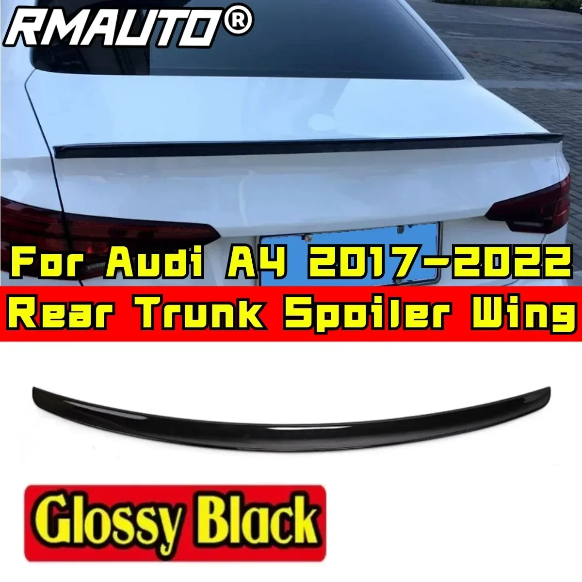 For Audi A4 B9 2017-2022 Rear Spoiler Wing Body Kit Car Rear Trunk Spoiler Modification Part Rear Trunk Spoiler Exterior Part