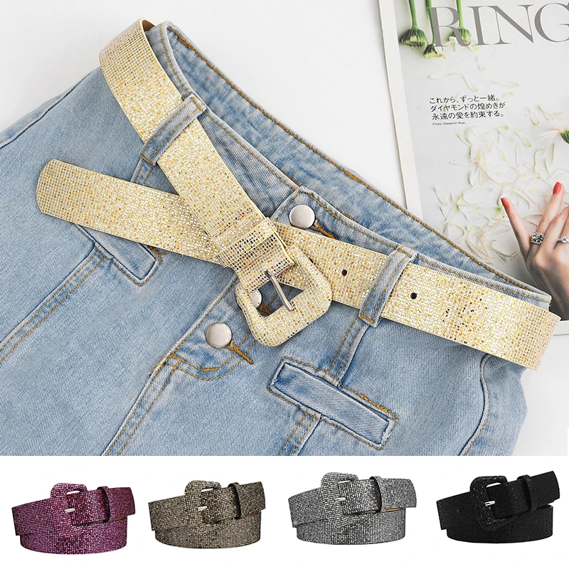 

Women Vintage Sequins Glitter Waist Belts Ladies Adjustable Belt Cowboy Cowgirl Strap Female Waistband Jeans Skirt Decorative