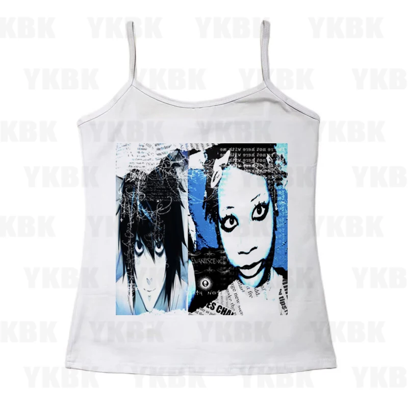 Vintage Y2k Print Baby Vest Strap WOMEN Anime Punk 90s Sexy Corset Hot Girl Retro Cool Girl Gothic Fashion Vest Sleeveless Emo