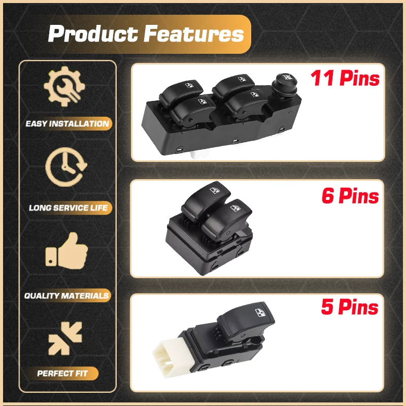 زر مفتاح التحكم في نافذة الطاقة لسيارة شيفروليه أفيو كالوس لوفا نكسيا بونتياك G3 موجة دايو جينترا كالوس 2007-2011 202005158 #3