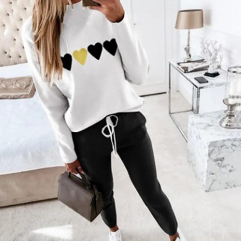 1 Set Sweatshirt Sweatpants Set  Popular Loose Long Sleeve Pullover Pants  Women Pullover Pants Set