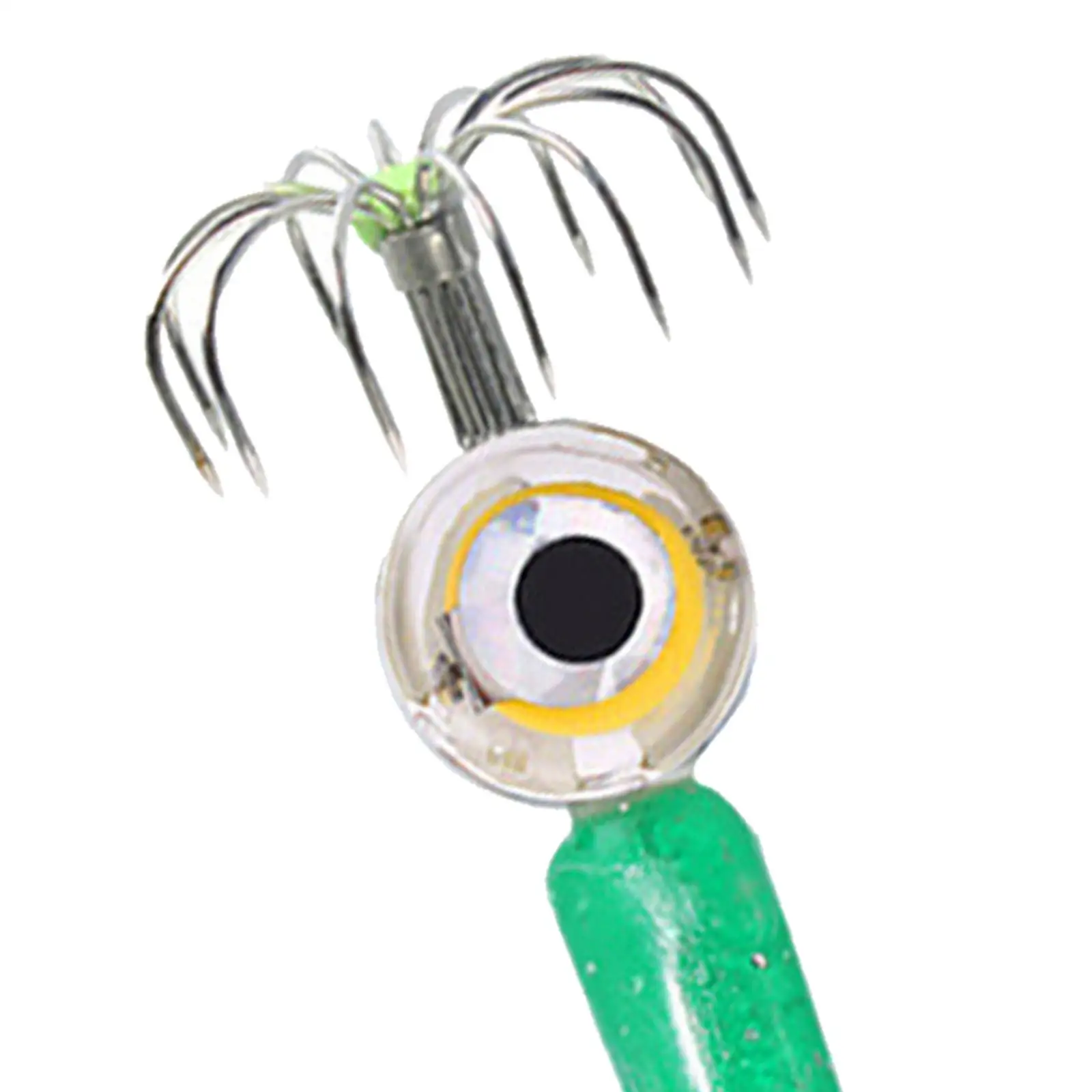 

6 миниатюрных светодиодных фонариков-приманок для рыбалки с 12 крючками, светящаяся приманка для глубоководной ловли, зеленый цвет