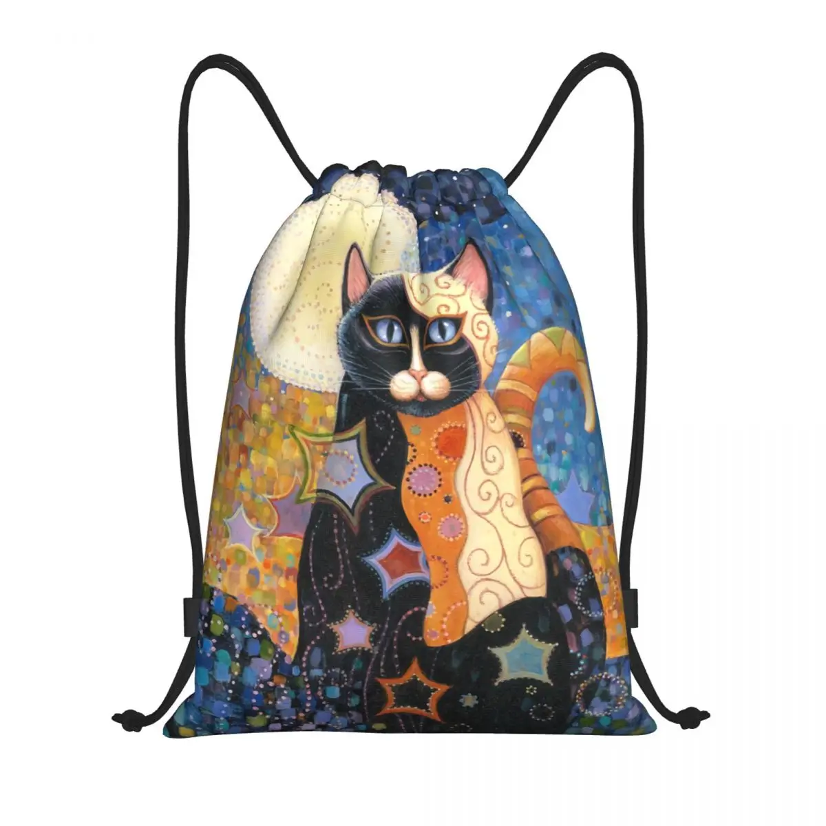 

Custom Classic Gustav Klimt Cat Oil Painting Drawstring Bag Men Women Sports Gym Sackpack Abstract Training Storage Backpacks