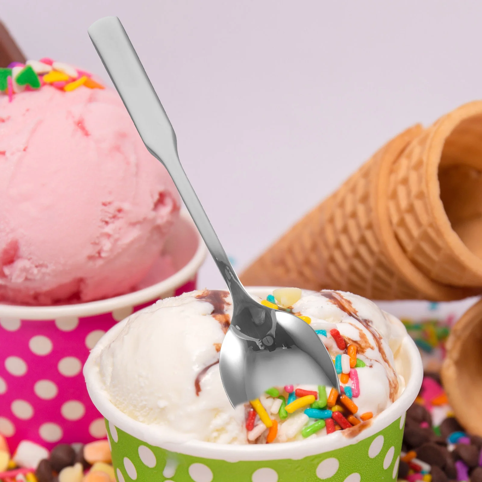 

Large Stainless Steel Spork Fork Spoon Integrated Design for Salad Fruit Noodles Efficient Serving Tool Portable Kitchen Dining