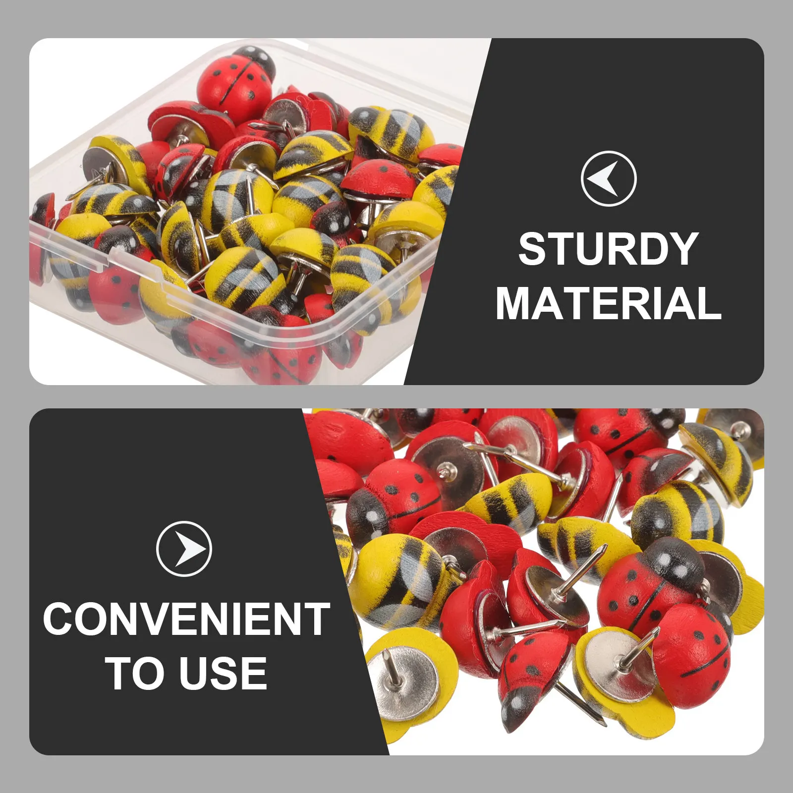 50Pcs Wooden Push Pins Cartoon Animal Shaped Thumbtacks Multi-Function Office Desk Accessories Daily Use Map Supplies Compact