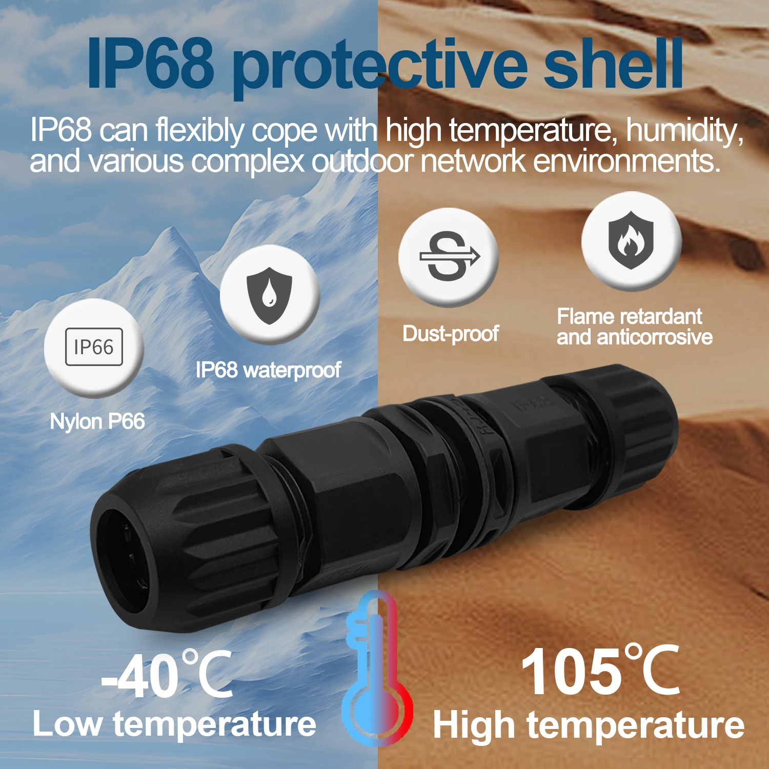 IP68 CAT6A RJ45 Waterproof Connectors M25 Straight Joint Dustproof Extender Female 8 Pin PA66 Rj45 Panel Mount for Outdoor