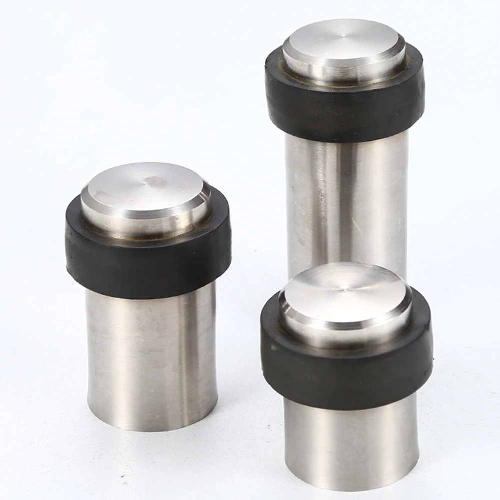 Stainless Steel Rubber Door Stop Non Punch Door Holder Door Stopper Floor Wall Mounted Nail-free Doorstop Door Hardwares