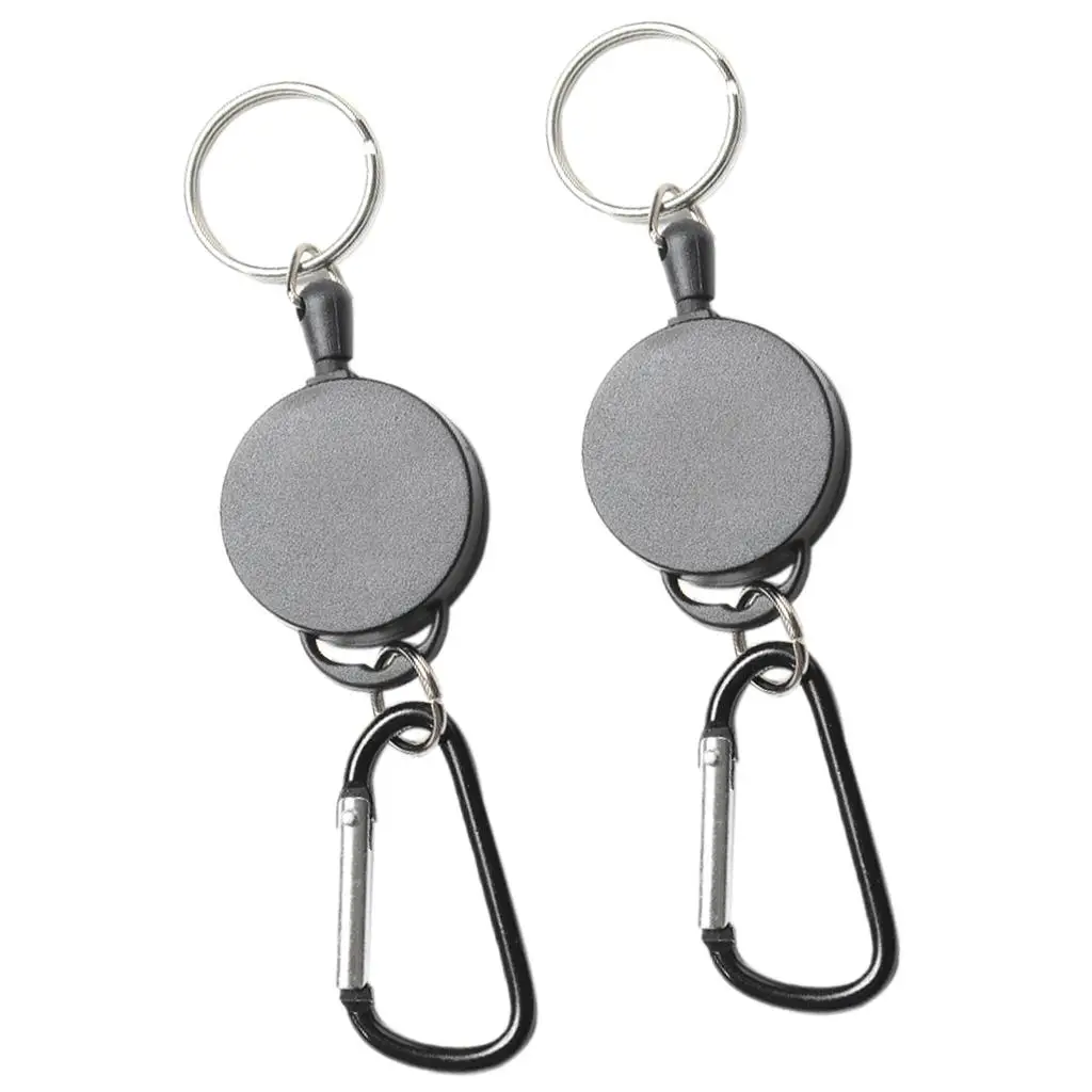 2pcs Retractable Badge Holder, Extendable Reel Clip with Carabiner Hook Buckle and , 25.5inch Retracting Cord